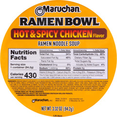 Maruchan bowl noodle close-up with vegetables, showcases texture and hearty appeal