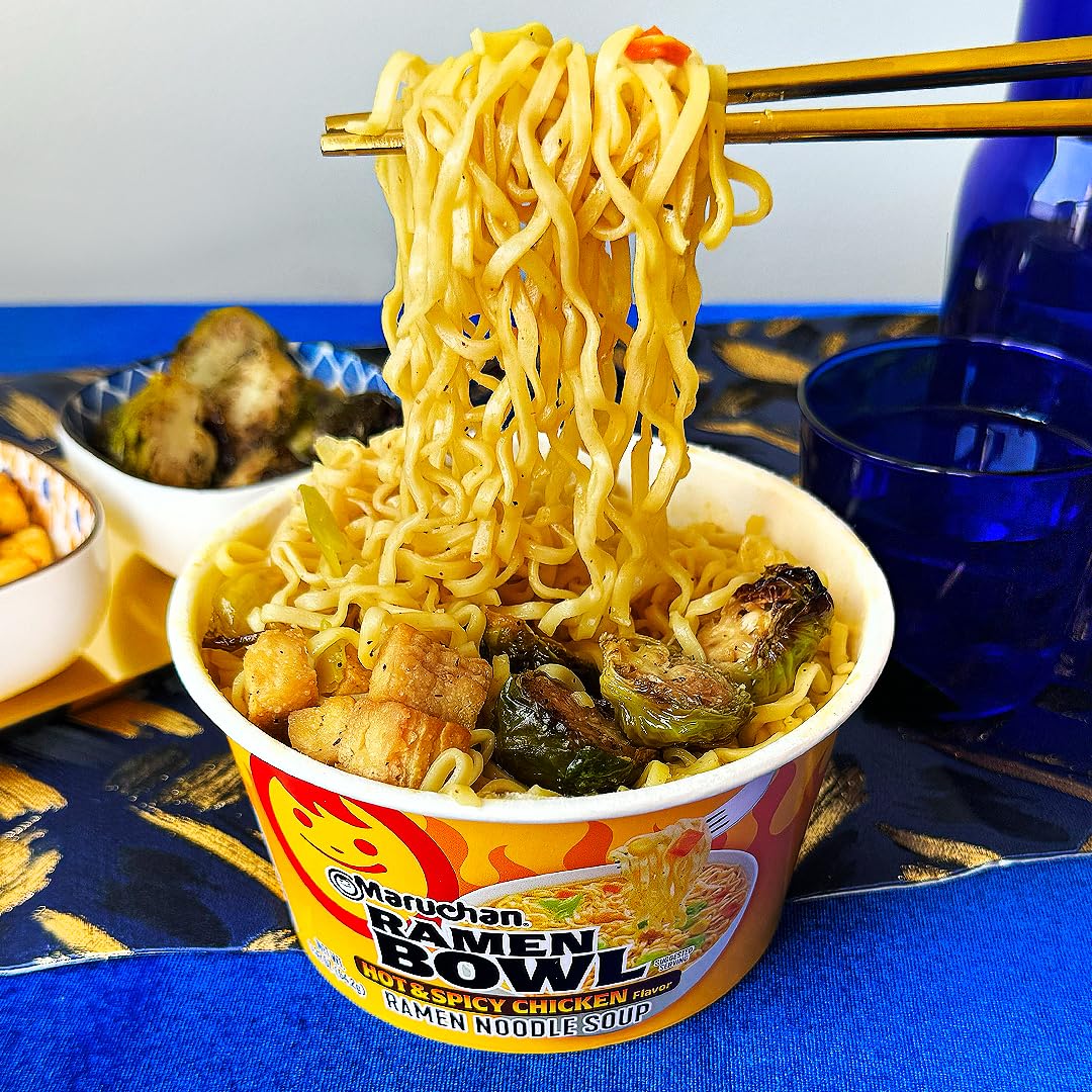 Maruchan bowl served with egg and scallions showing customization and extra protein