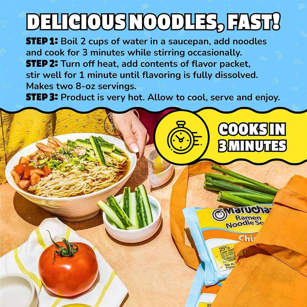 Maruchan ramen topped with egg and vegetables showing added nutrition