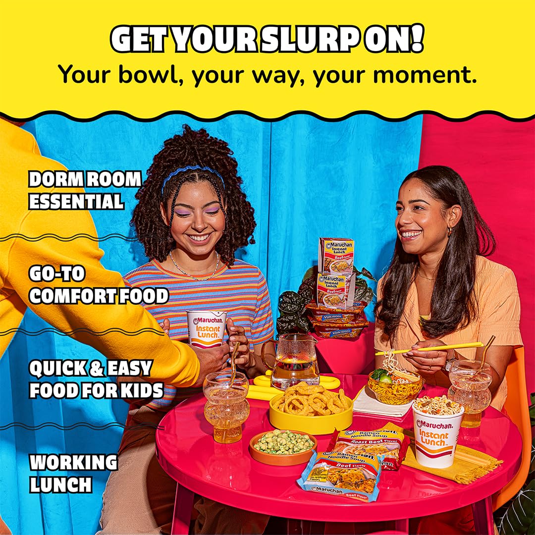 Maruchan packets on a dorm room shelf showing student-friendly convenience