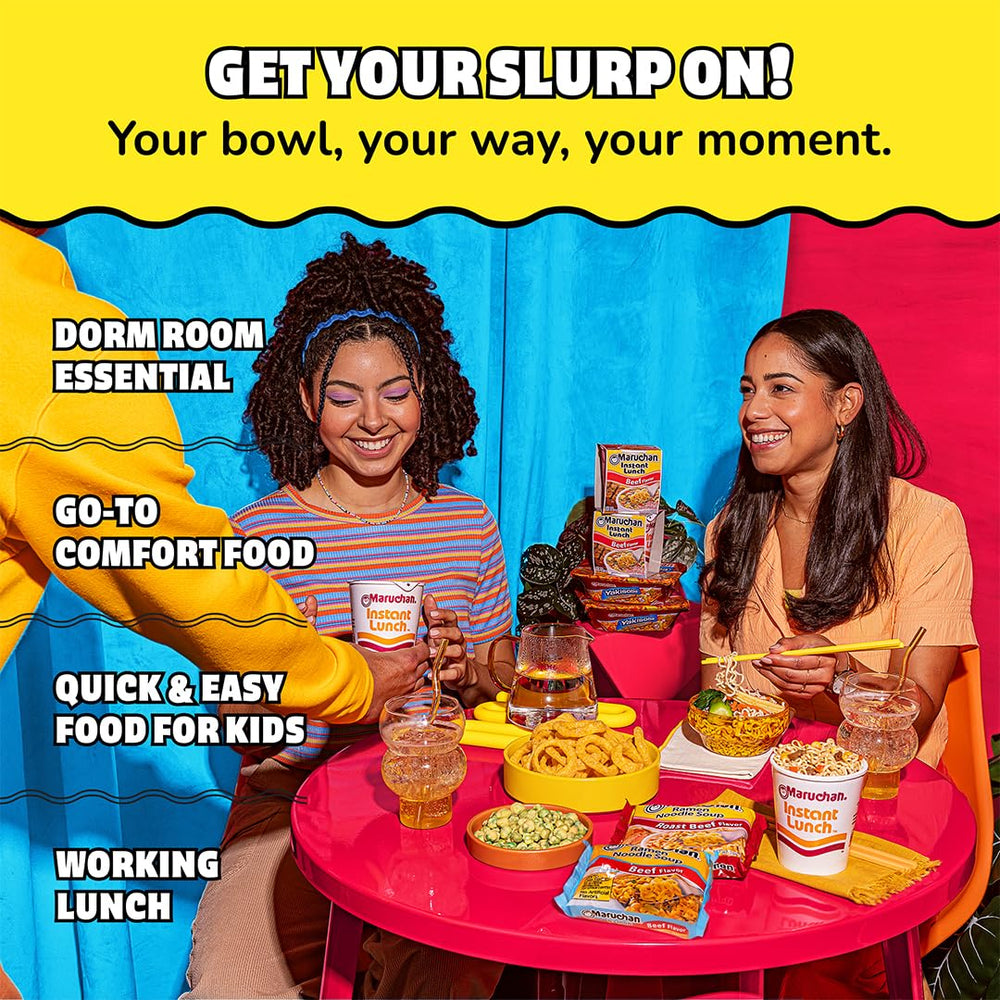 Maruchan packets on a dorm room shelf showing student-friendly convenience