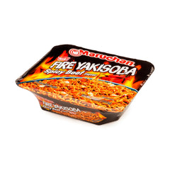 Maruchan Fire Yakisoba noodle close-up highlighting chewy texture and sauce cling benefit