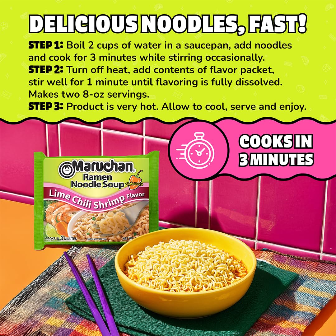 Maruchan bowl served with lime and scallions showing customizable garnish