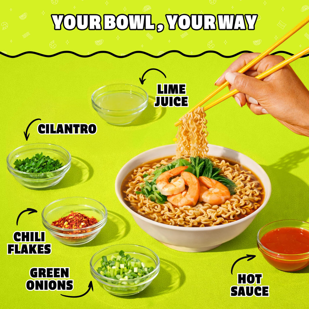 Maruchan stacked 24-pack in pantry emphasizing value and long shelf life