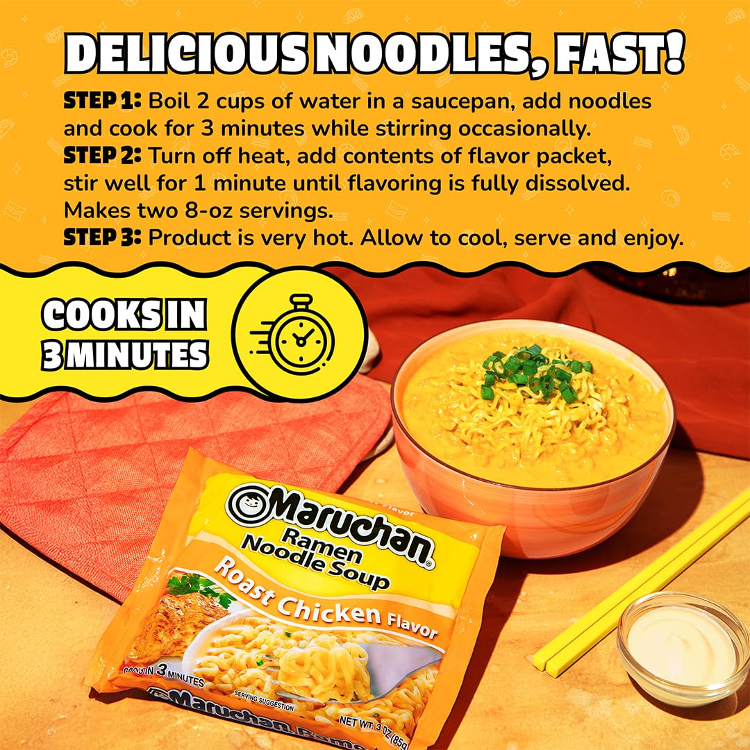Cooking pot with Maruchan noodles boiling to demonstrate fast three-minute preparation