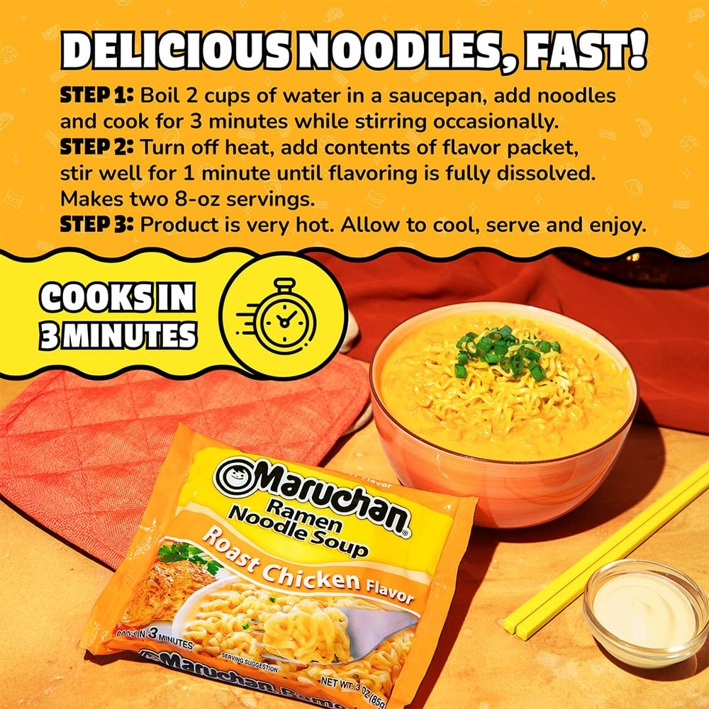 Cooking pot with Maruchan noodles boiling to demonstrate fast three-minute preparation