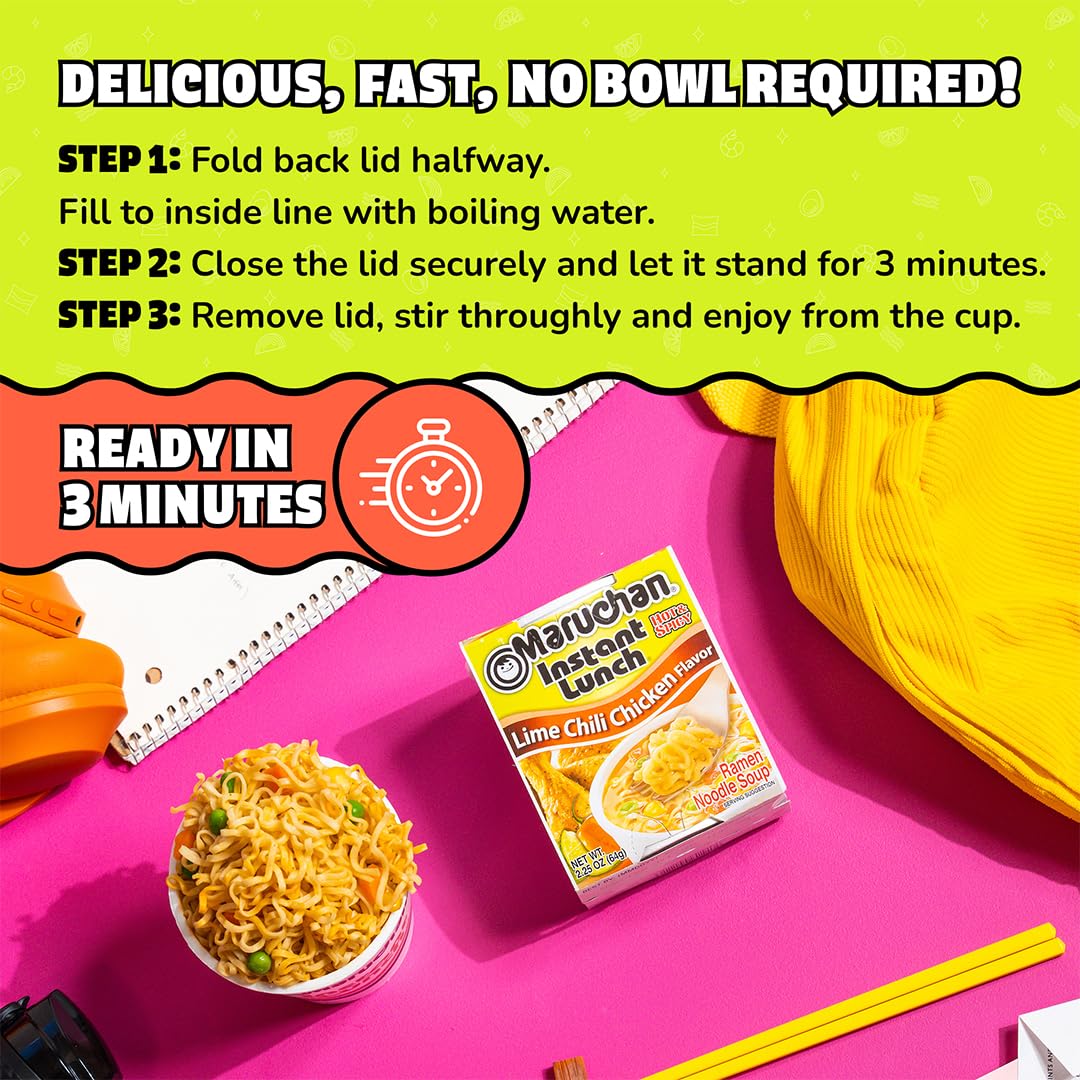 Served Maruchan Lime Chili Chicken soup in a bowl showcasing flavor and warmth
