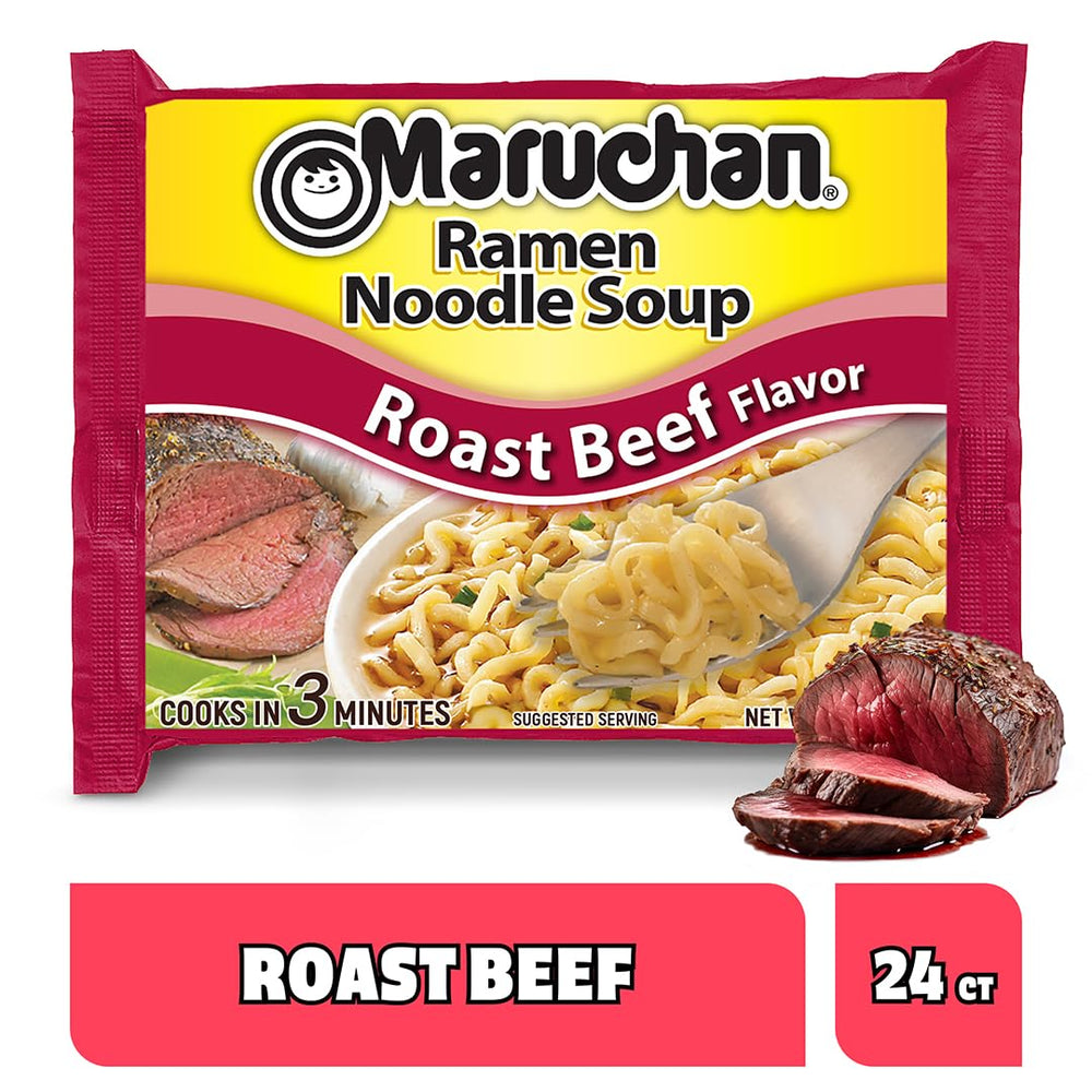 Maruchan roast beef served in a bowl illustrating quick satisfying meal benefit