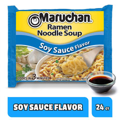 Maruchan open bowl top view with steaming noodles for fast satisfaction