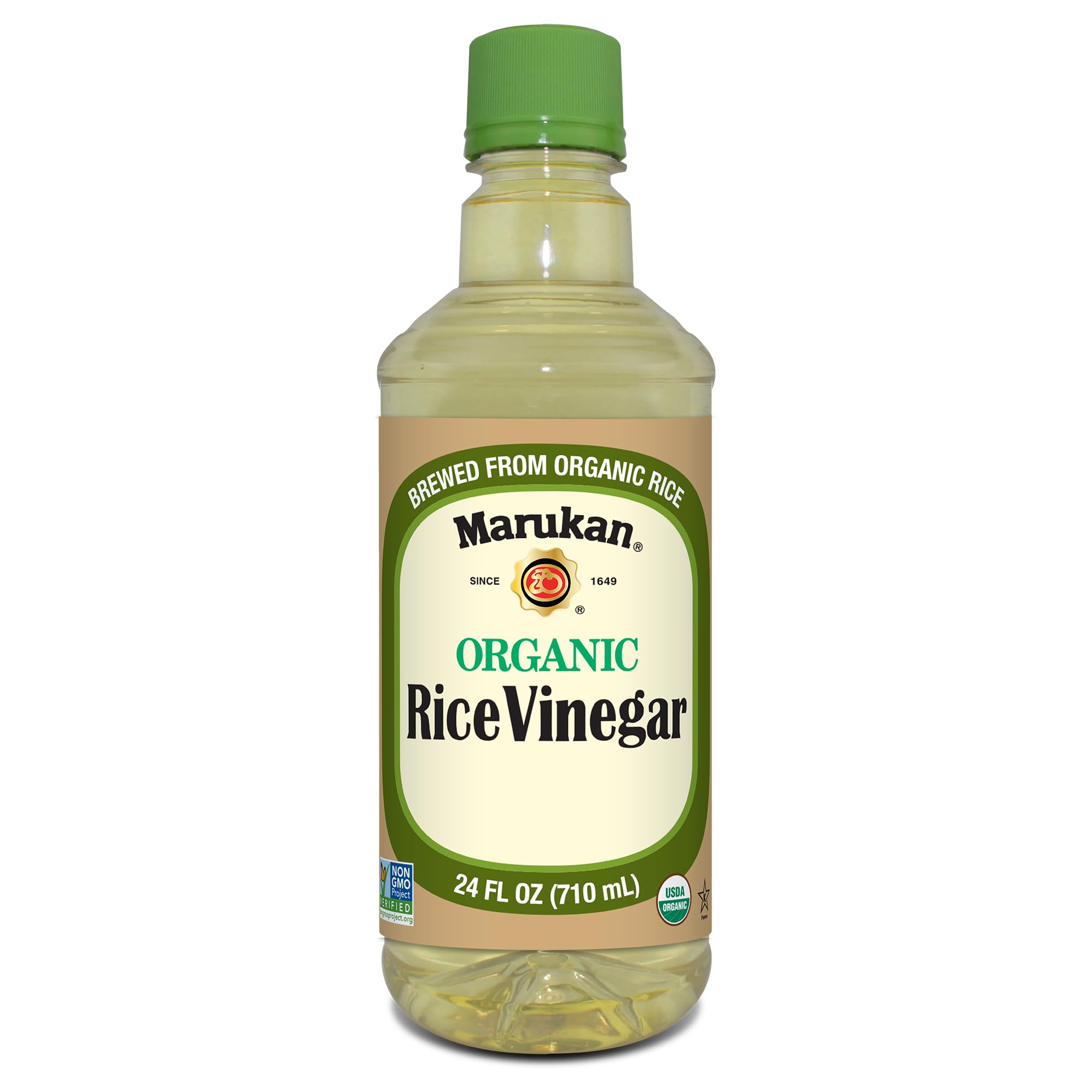 Marukan bottle front label showing organic certification and clean design benefit clarity