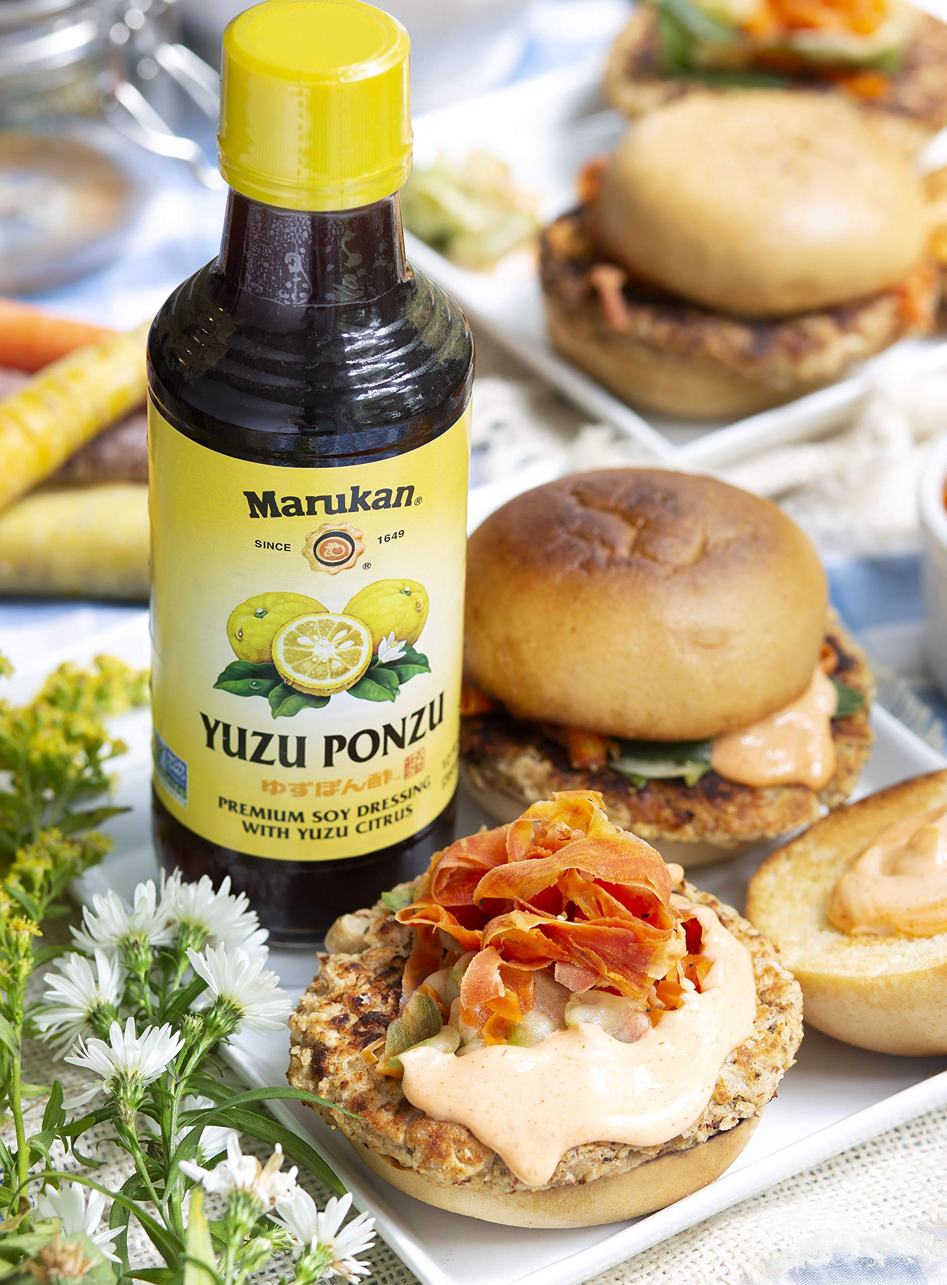 Marukan ponzu yuzu used as marinade on chicken illustrating tenderizing and savory balance