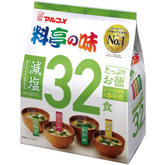 Marukome front packaging showing 32 servings and reduced-salt benefit