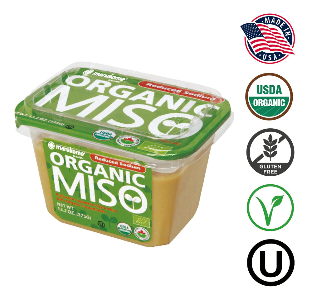 Marukome close-up texture of reduced sodium miso highlighting smooth ferment taste