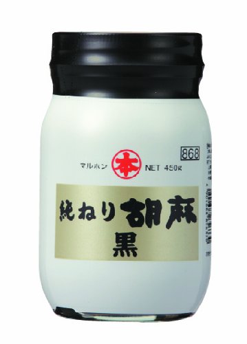 マルホン jar front view showing rich black sesame paste and authentic branding benefit