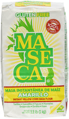 MASECA front packaging showing yellow corn masa flour and clear label benefits