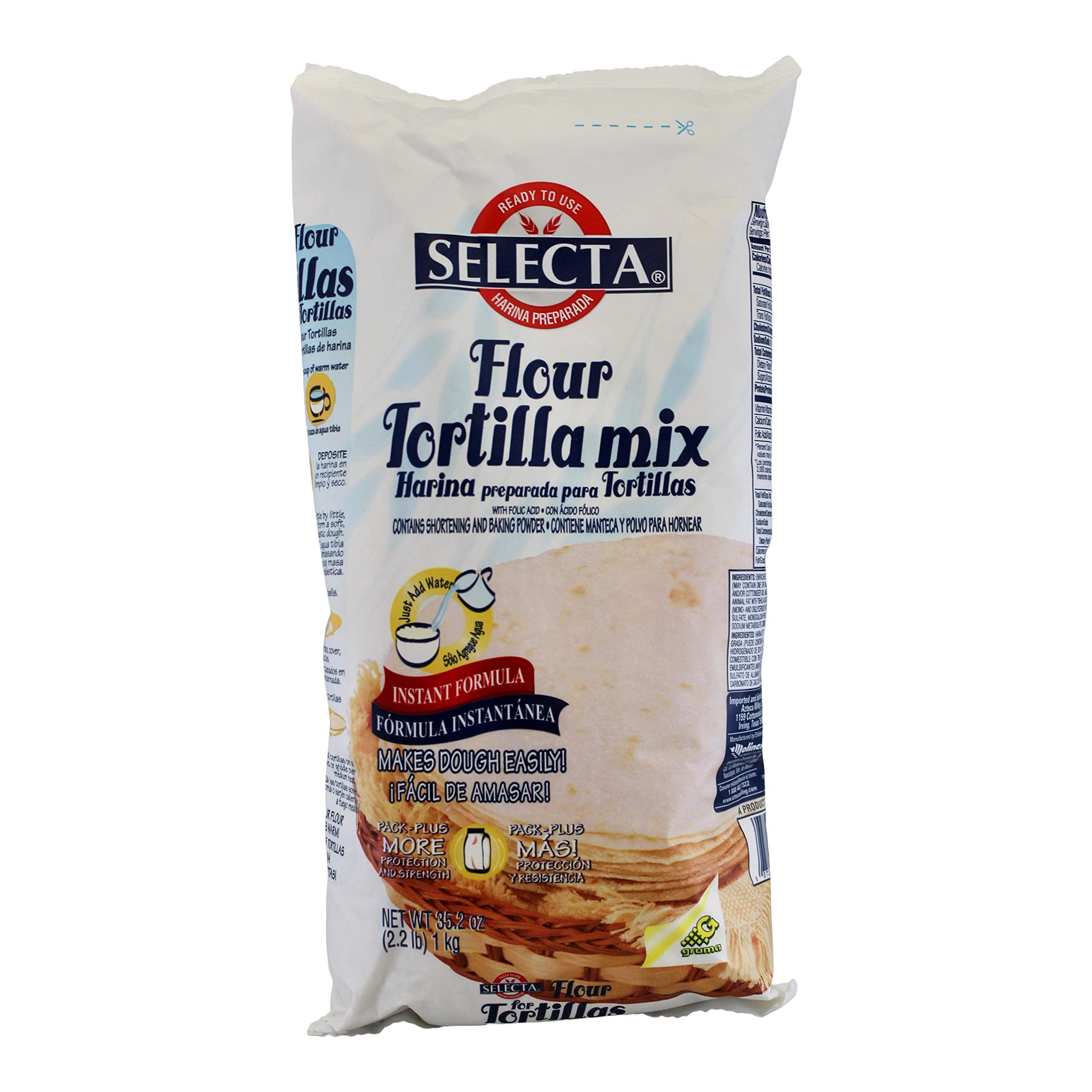 MASECA front packaging of 2.2 lb Pak-Plus bag showing convenience and freshness