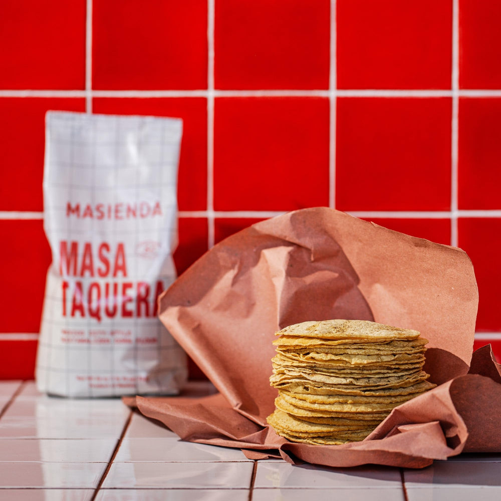 Masienda package label close-up showing non‑GMO and made‑in‑Mexico details