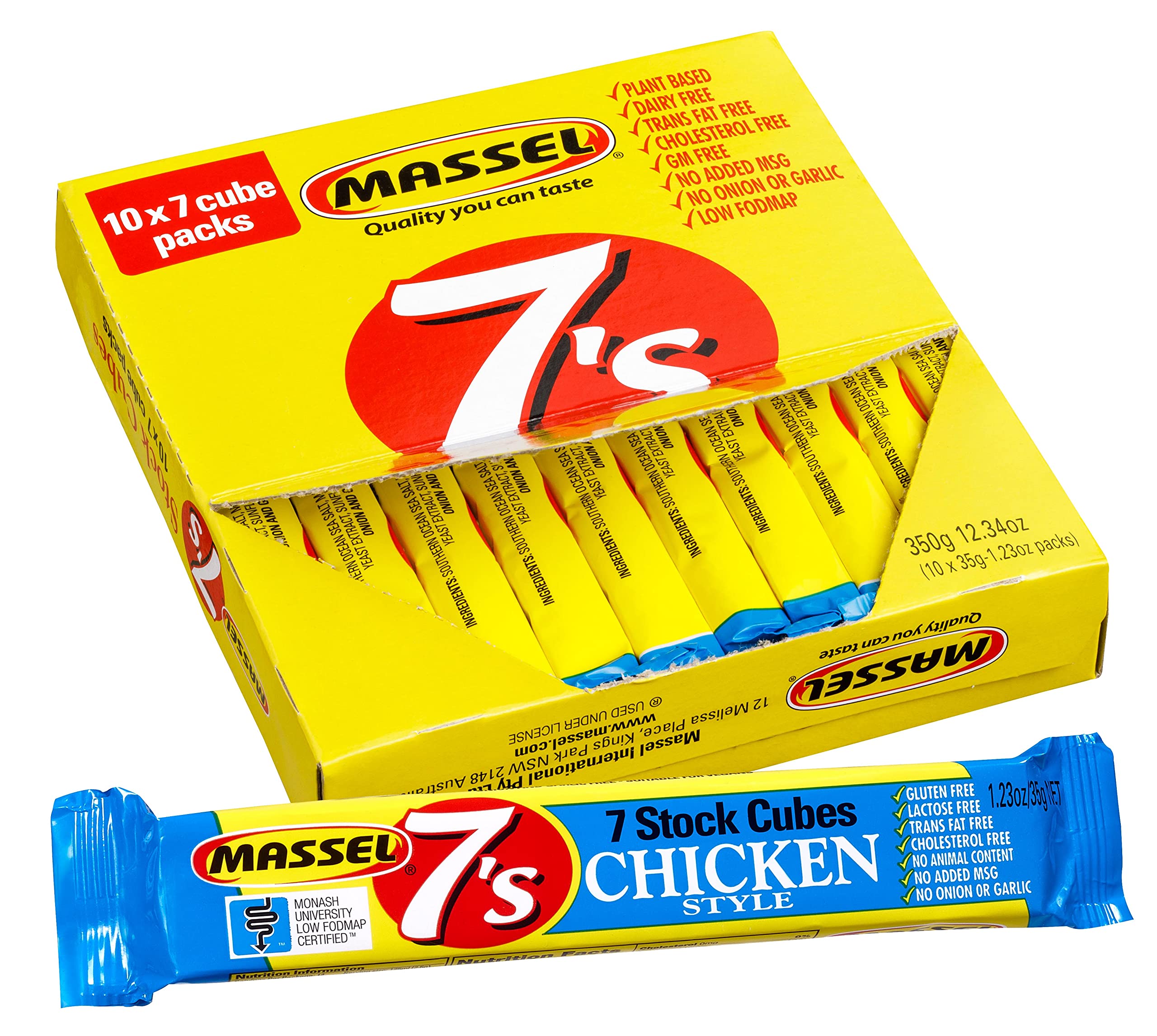 Massel front packaging showing chicken style bouillon, convenient bulk supply