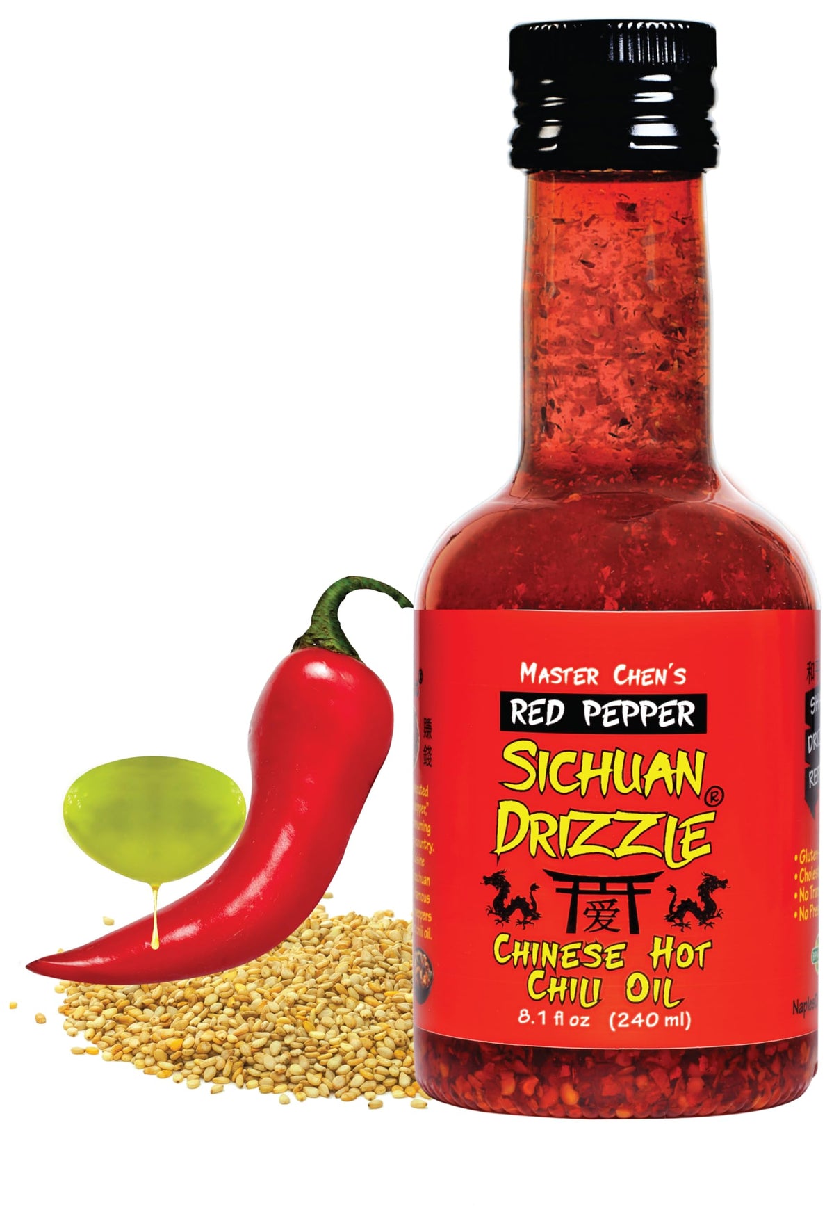 Master Chen's front bottle showing label and serving suggestion benefit