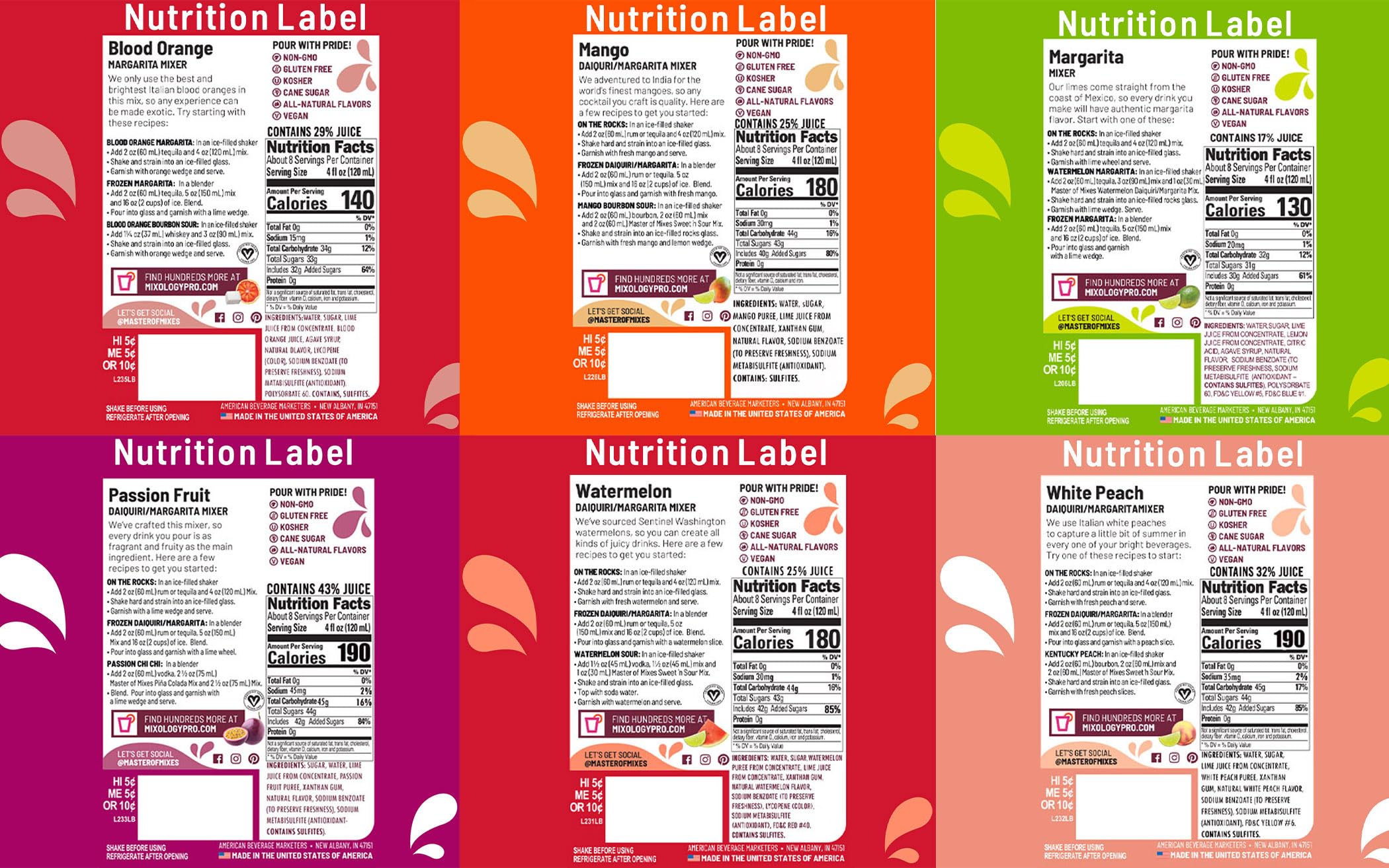 Master of Mixes label close-up highlighting flavor and instructions for reliable mixing