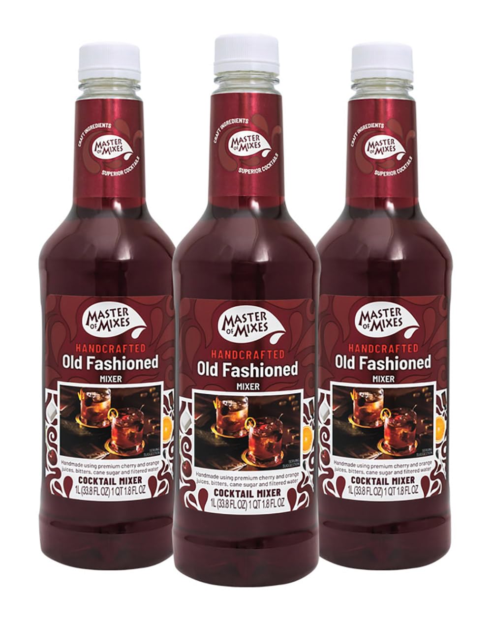 Master of Mixes front packaging showing three 1L bottles and product branding benefits convenience