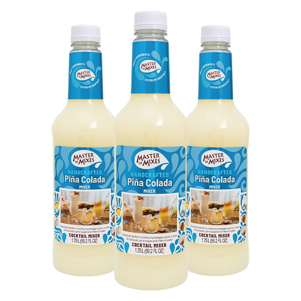 MASTER OF MIXES front packaging showing three 1L bottles, highlights convenience