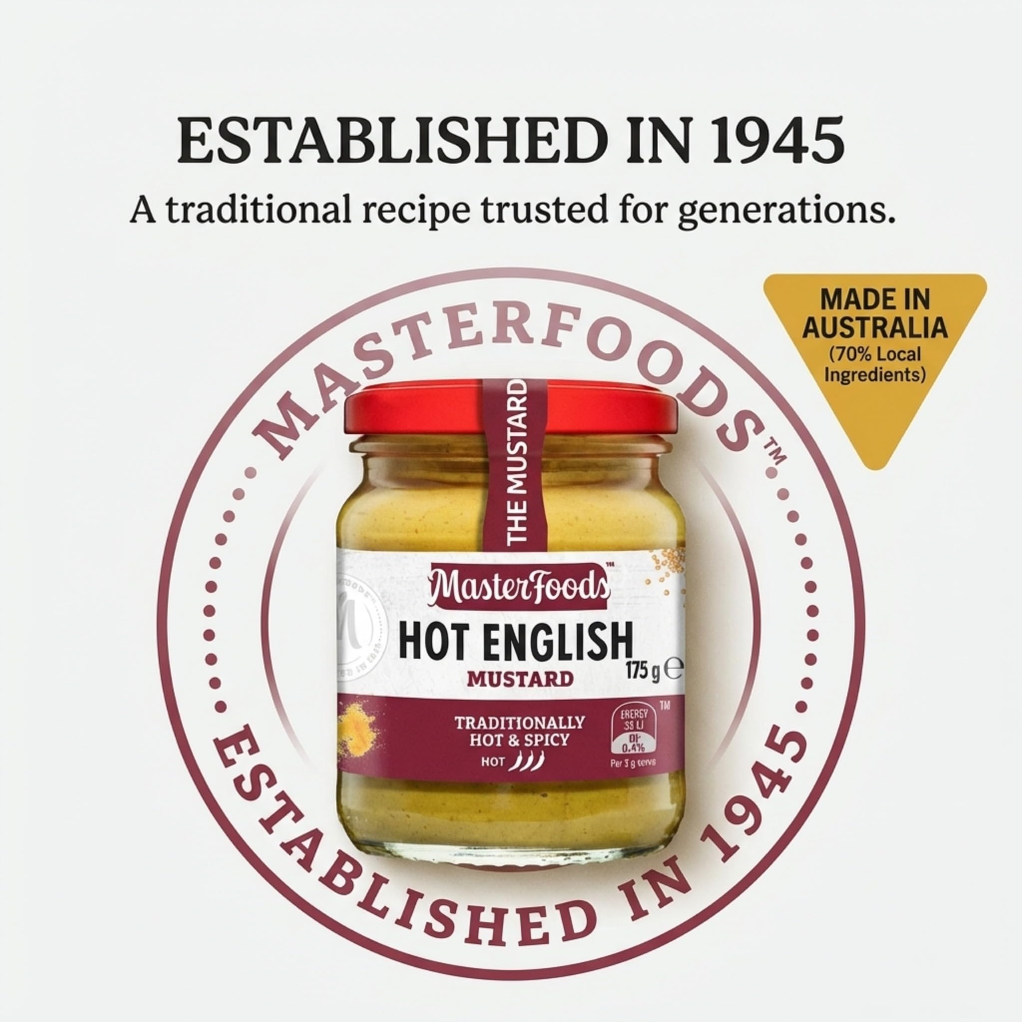 Ingredient and best-by label on MasterFoods jar showing import and date clarity benefit