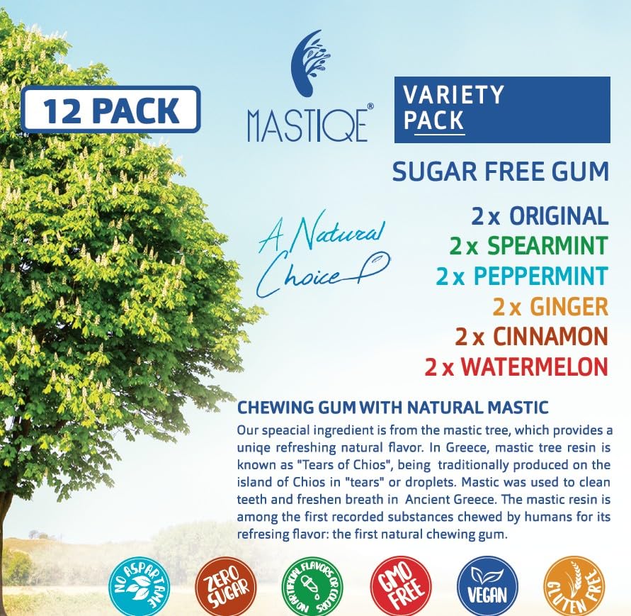 Mastiqe open resealable box displaying individually stacked pieces for freshness