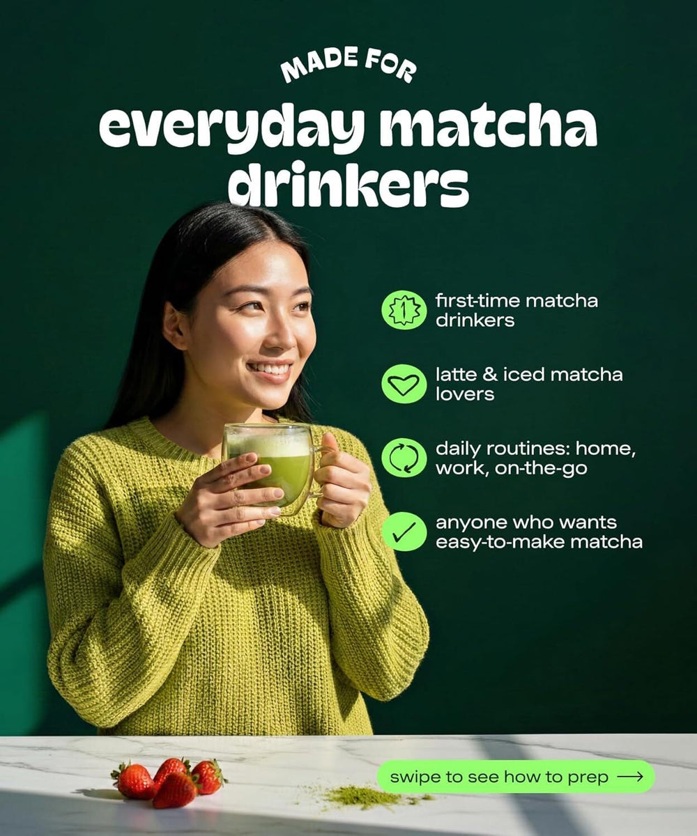 MATCHA DNA powder close-up highlighting fine texture and easy dissolving