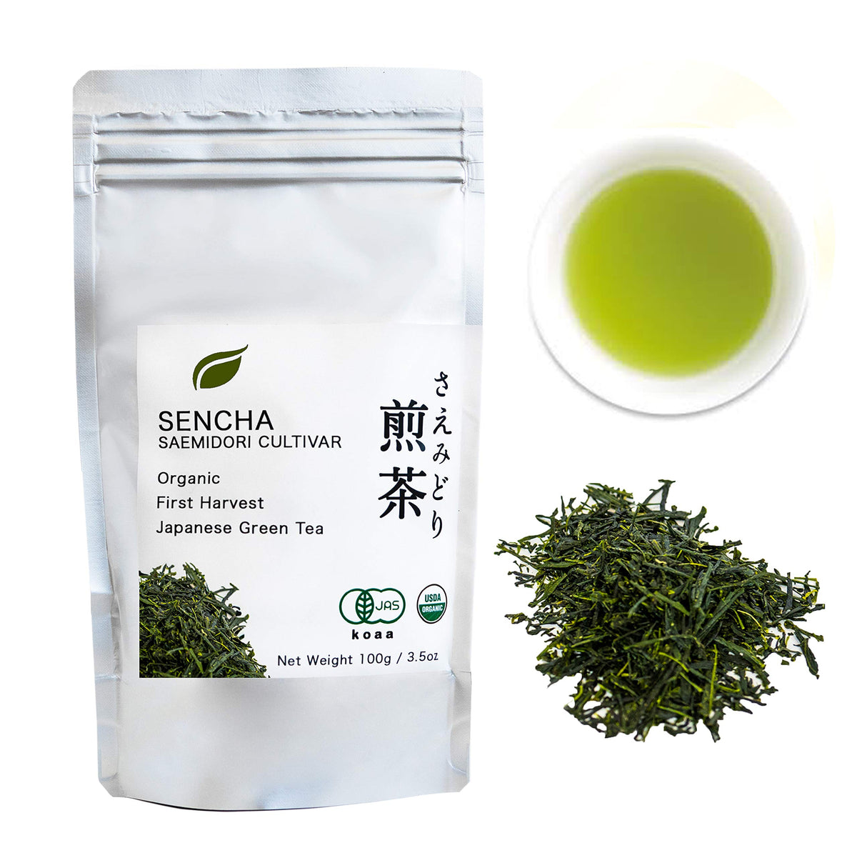 Matcha Konomi front packaging showing resealable 100g bag and product name benefits freshness