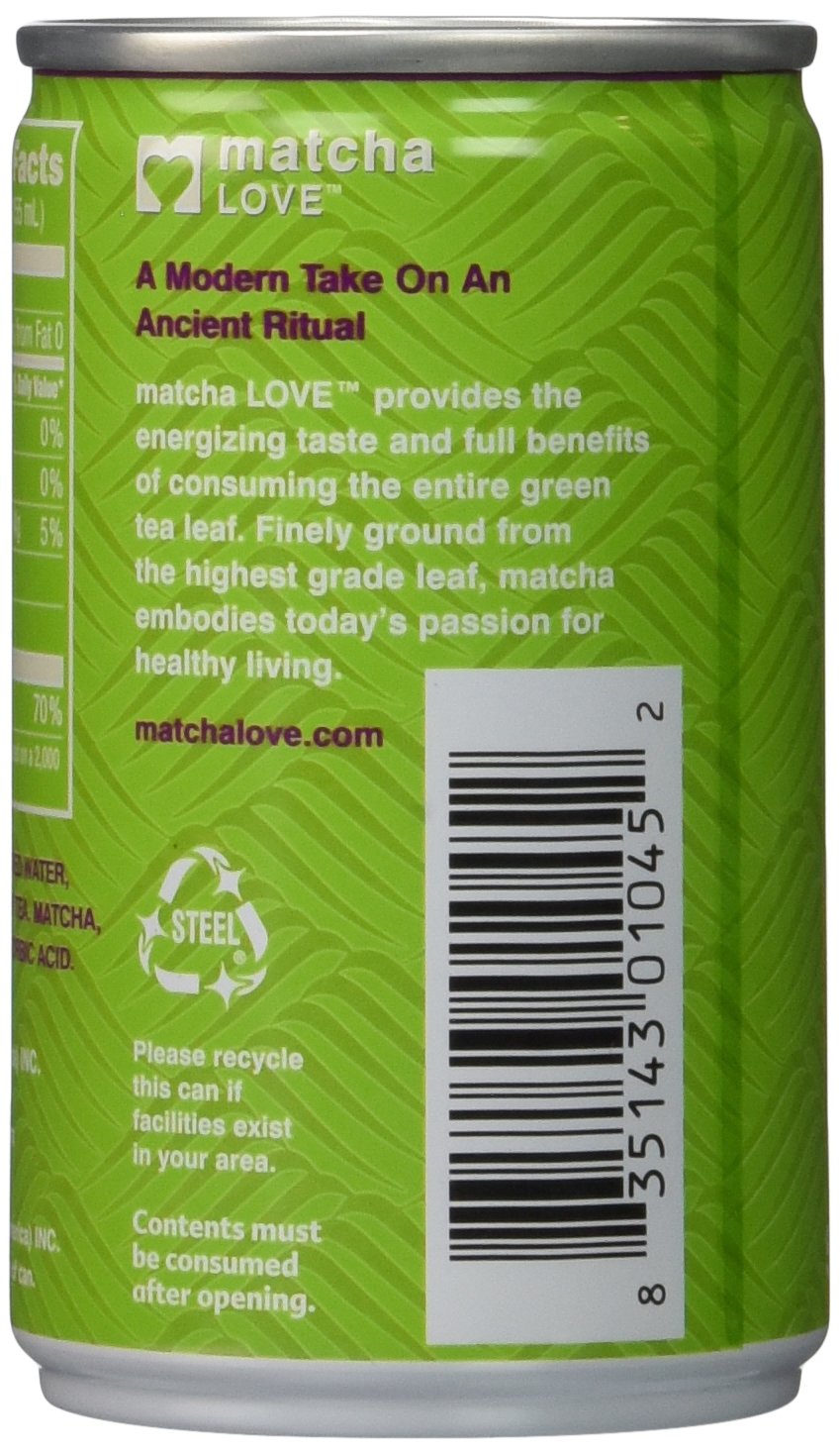 matcha LOVE can held in hand to show size and portability for quick on-the-go refreshment