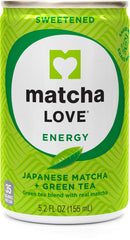 matcha LOVE front packaging shot showing the 5.2 oz can and label, convenient energy boost