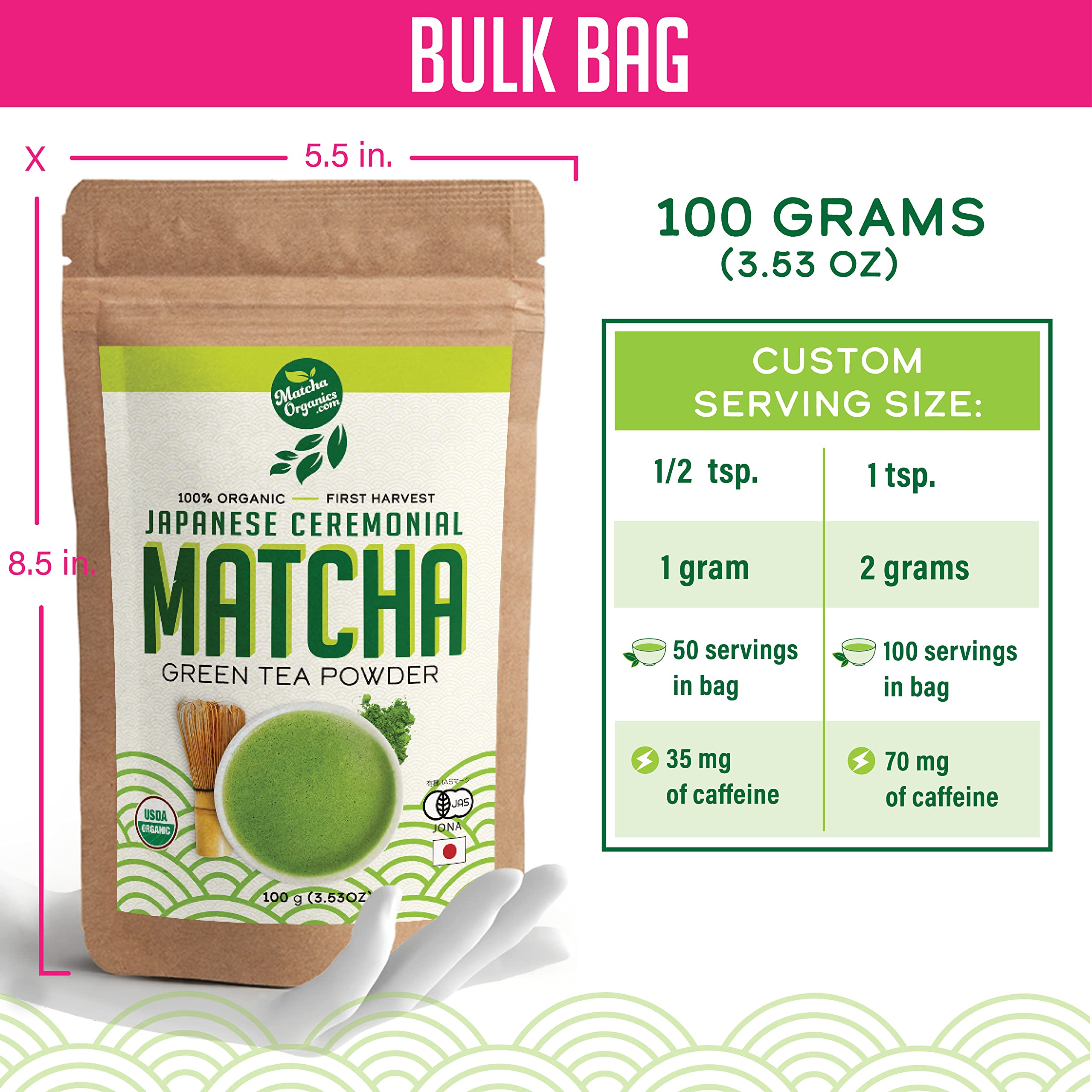 Matcha Organics whisked bowl with froth showing smooth, clump-free texture benefit