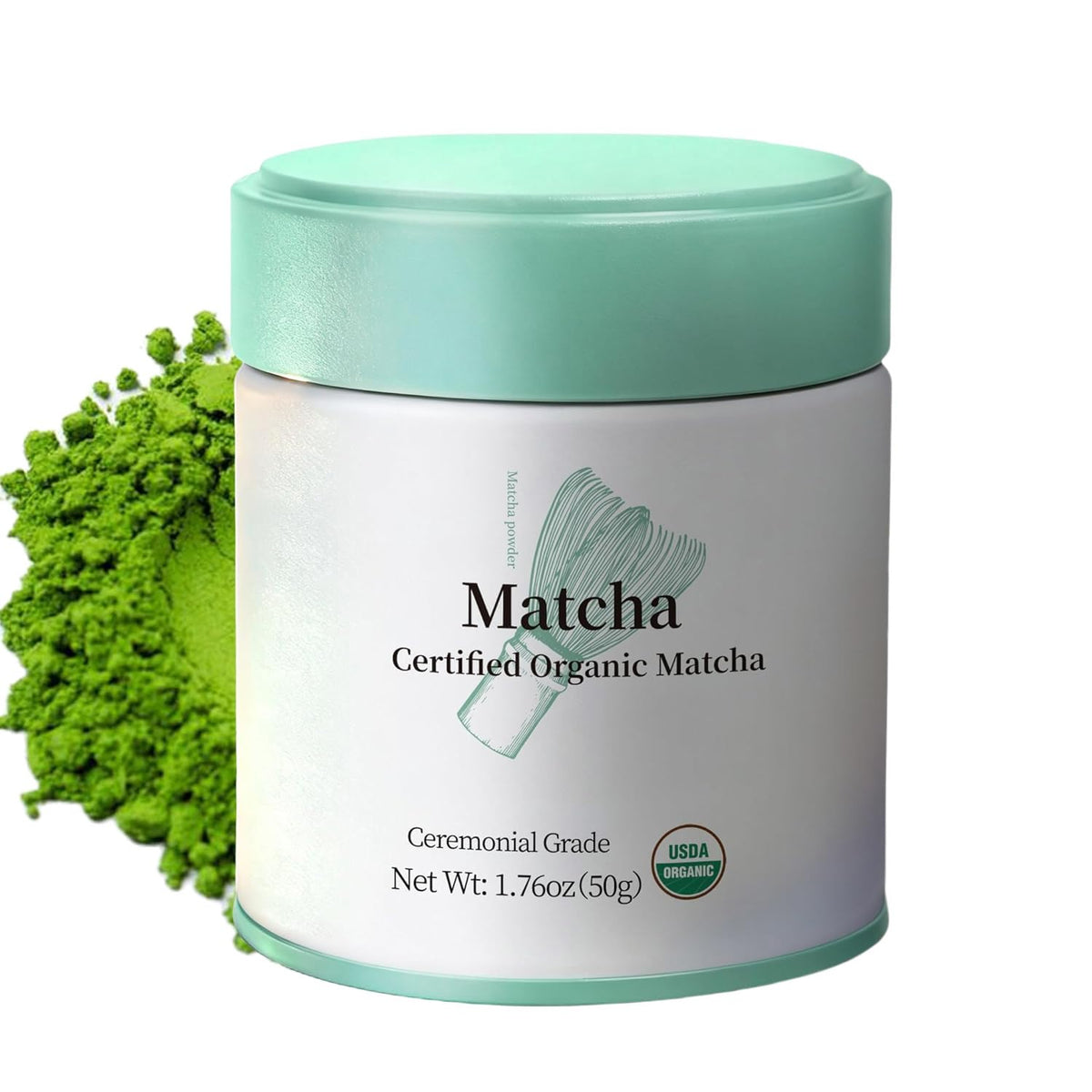 MatchAdmire front tin showing branding and organic label for freshness