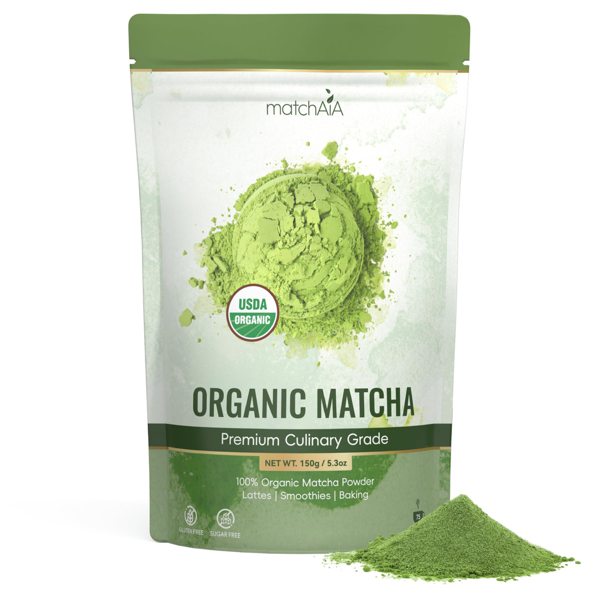 MatchAiA front pouch view showing organic label and pack benefits