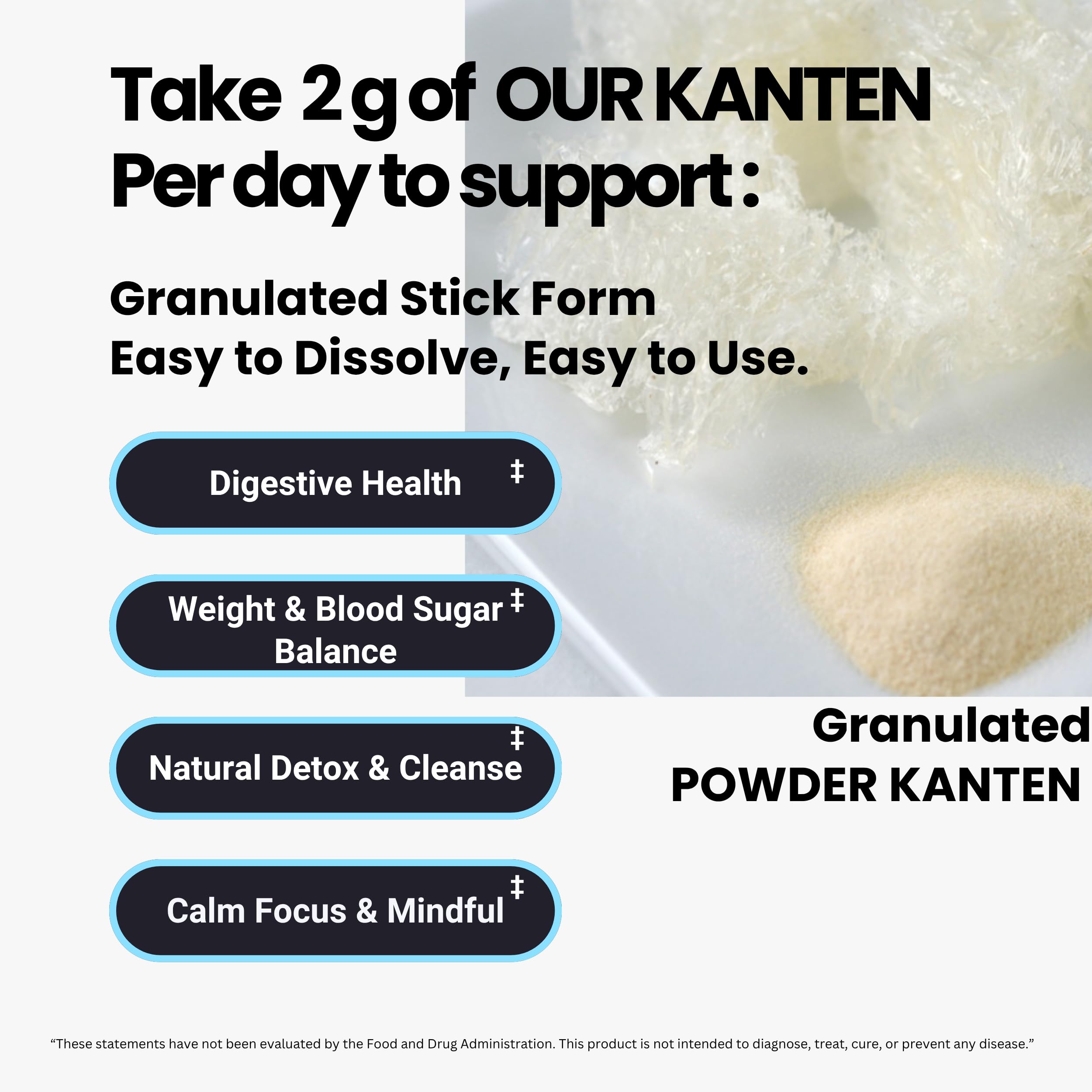 Matcharl KANTEN next to a ruler showing stick size for portion control