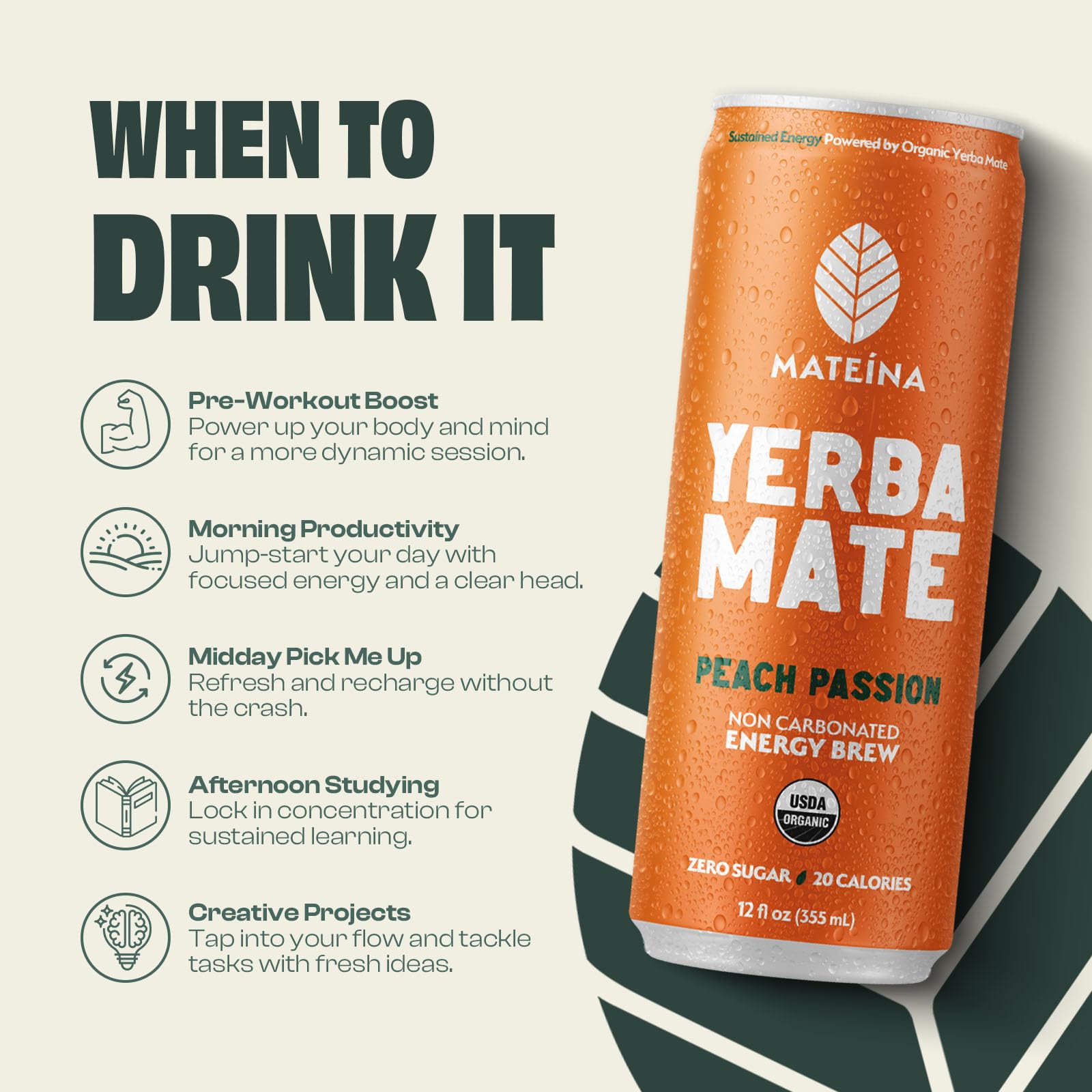 Mateina close-up of peach-colored liquid texture, smooth non-carbonated sip