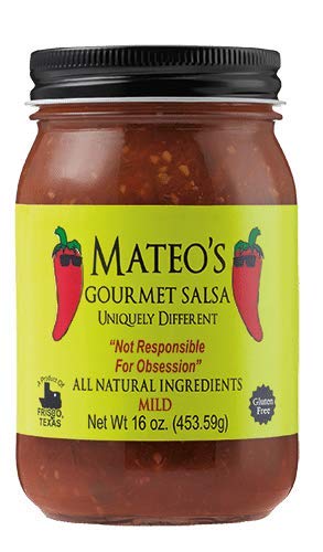 Mateo's salsa served on a table with chips, demonstrating convenient party-ready use and variety