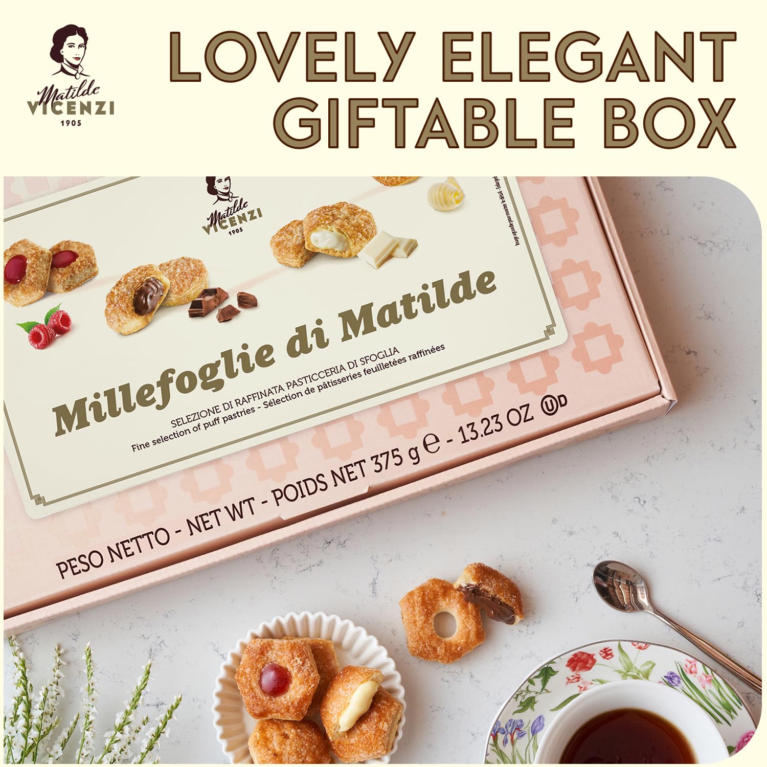 Matilde Vicenzi chocolate and raspberry pastries together illustrating flavor variety and contrast
