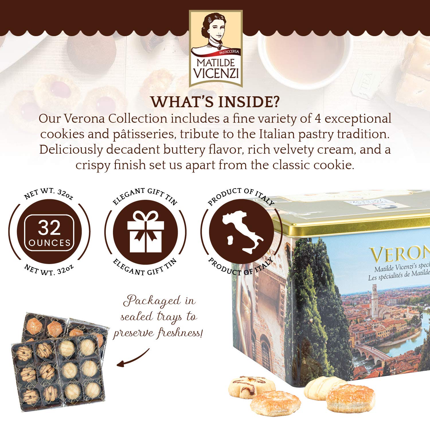 Matilde Vicenzi close-up of buttery shortbread cookie highlighting rich texture