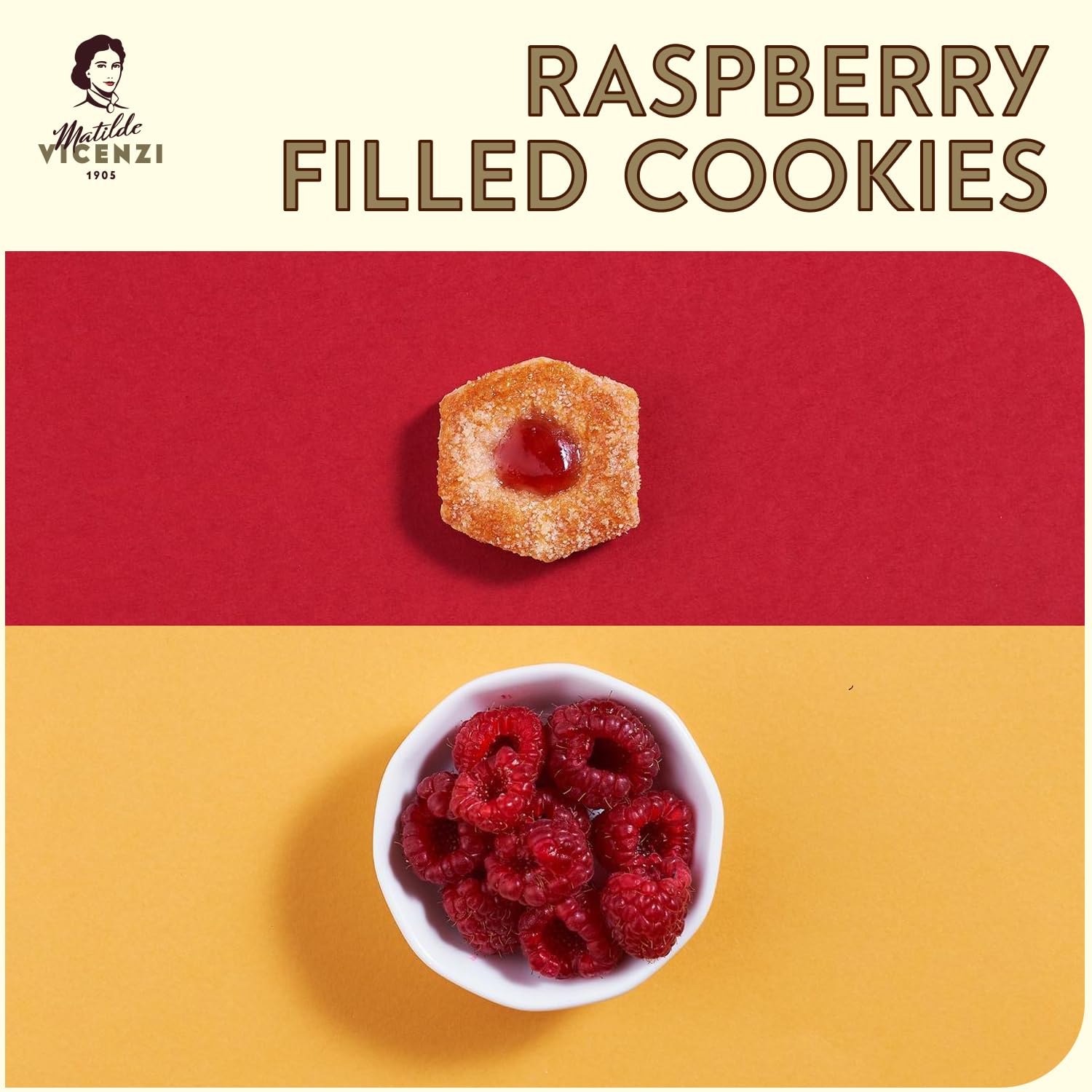 Pasticceria Matilde Vicenzi cross-section revealing raspberry filling and balance