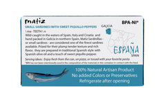 Matiz open tin with sardinillas and oil showcasing ready-to-eat convenience