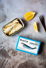 Matiz sardines close-up of skin and texture showing authentic rich mouthfeel