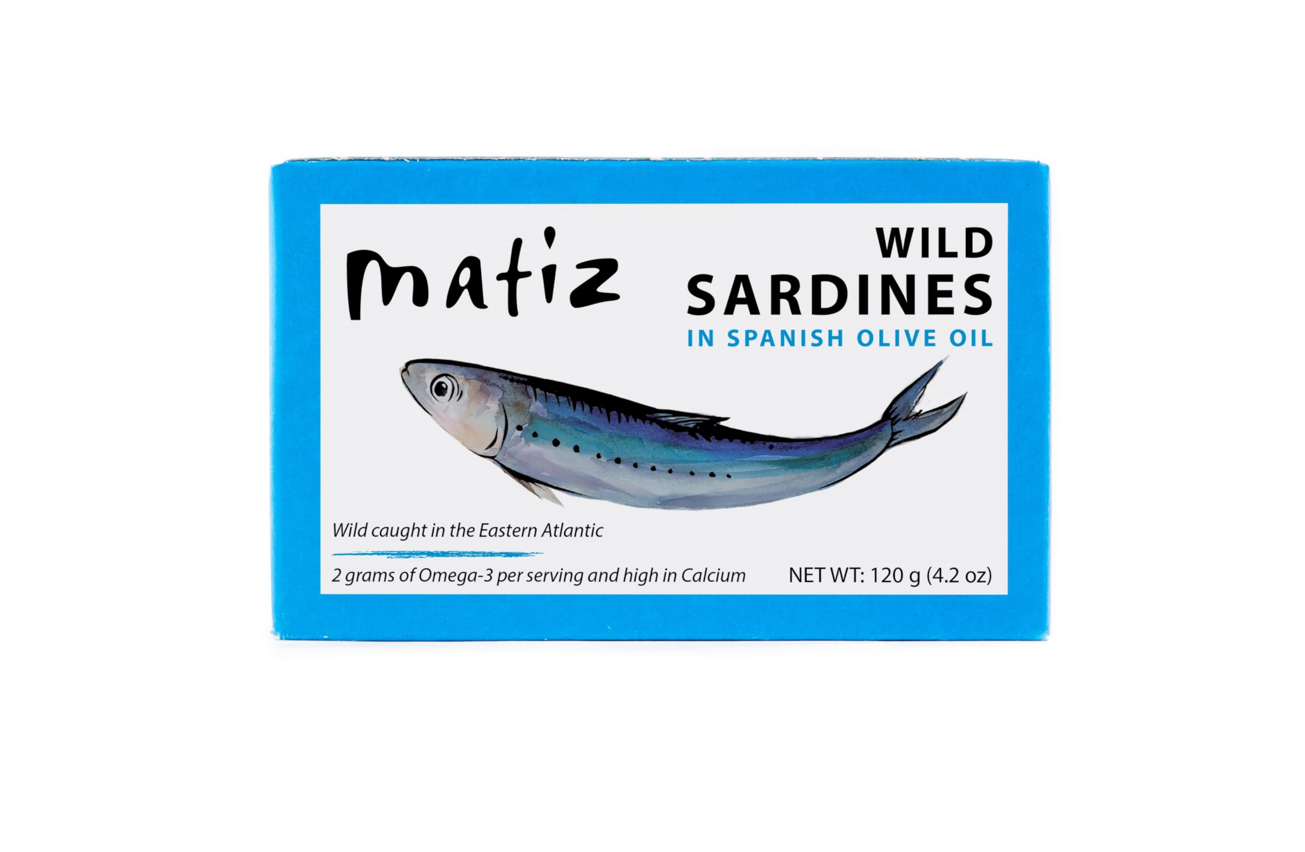 Matiz sardines front can showing brand and product packaging benefit convenience