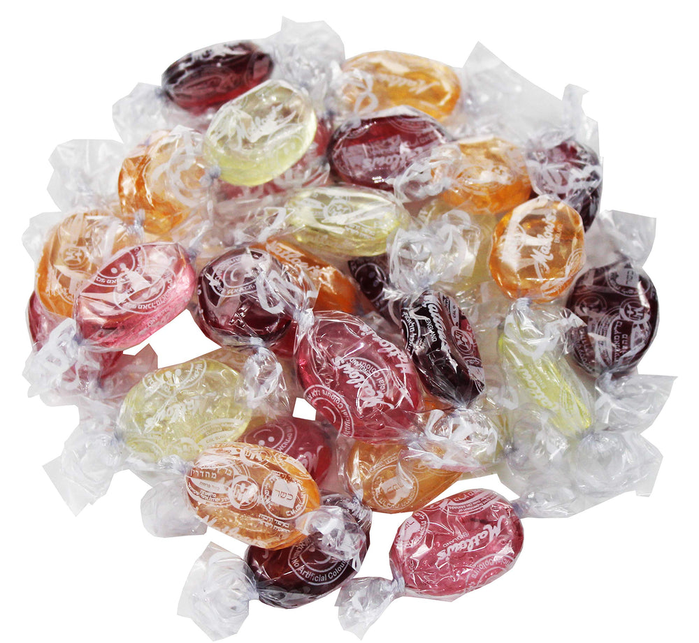 Matlow bulk bag front view showing clear fruit candies and kosher label benefits