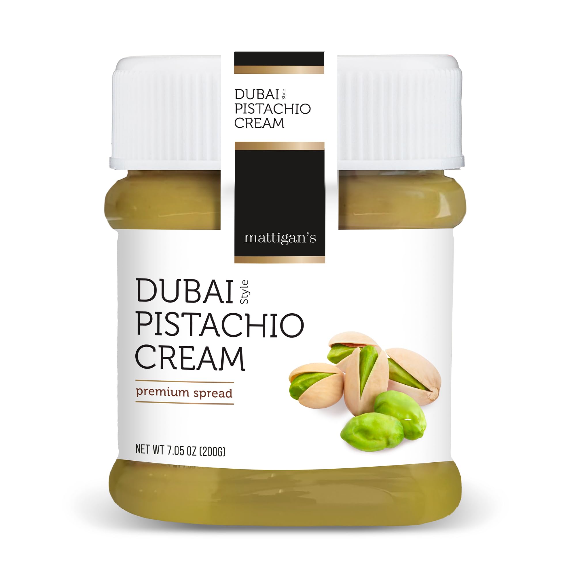 Mattigan's jar front label showing pistachio cream and premium packaging