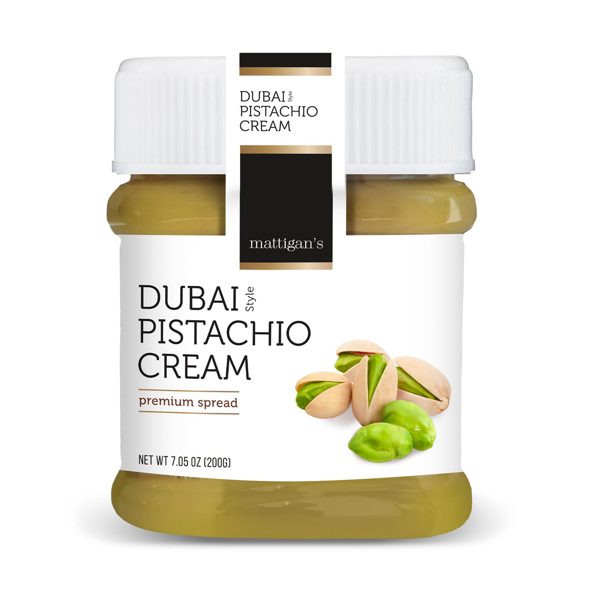 Mattigan's jar front label showing pistachio cream and premium packaging