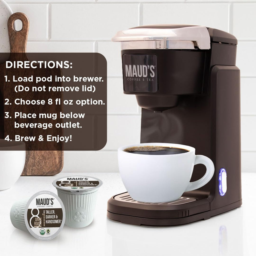 Maud's 50-count box next to a coffee mug showing scale and value per purchase