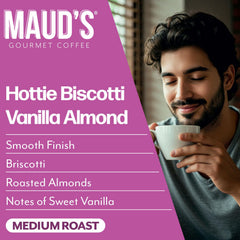 MAUD'S brewed cup pouring coffee highlighting aroma and smooth taste