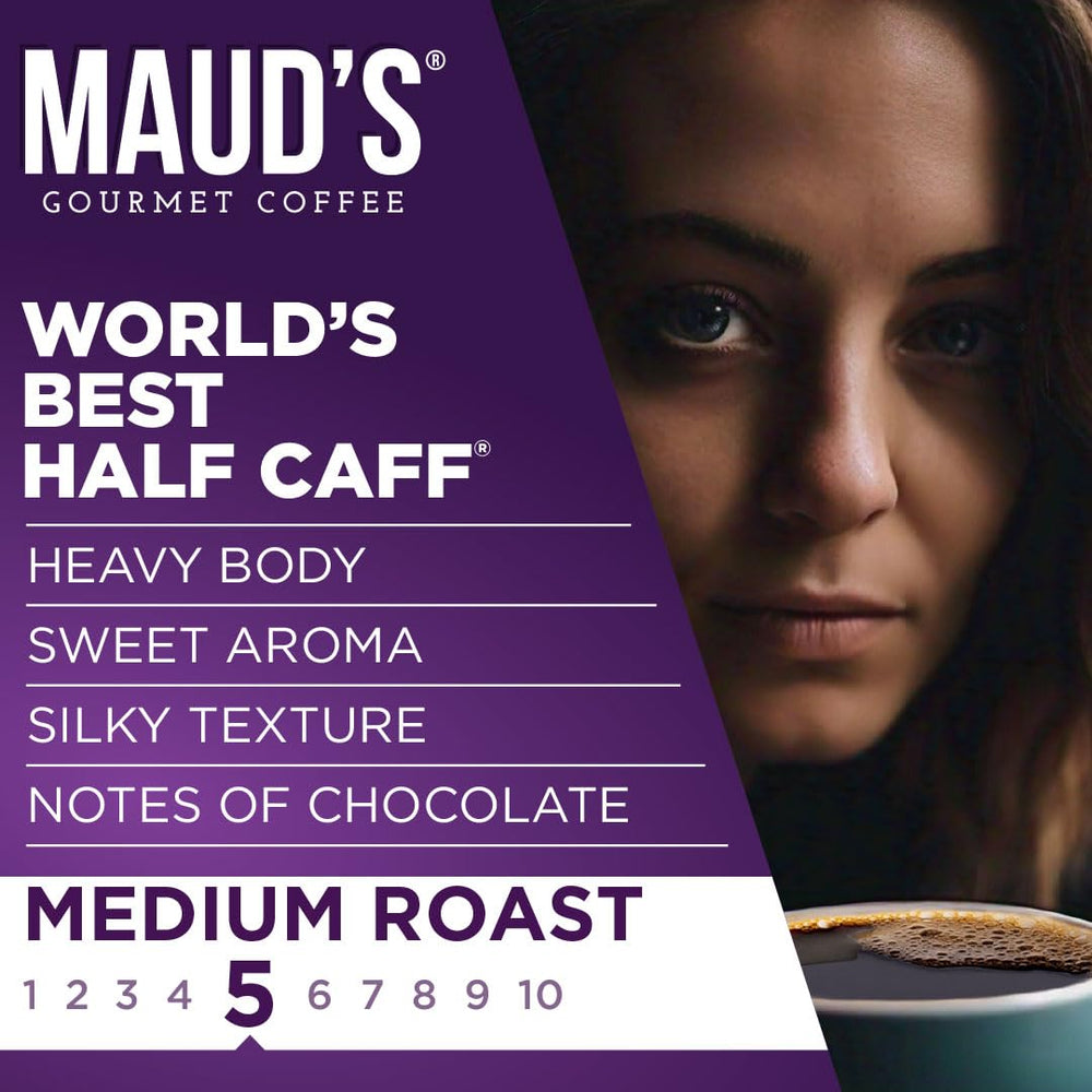 MAUD'S pouring ground coffee into a portafilter demonstrating easy use and convenience